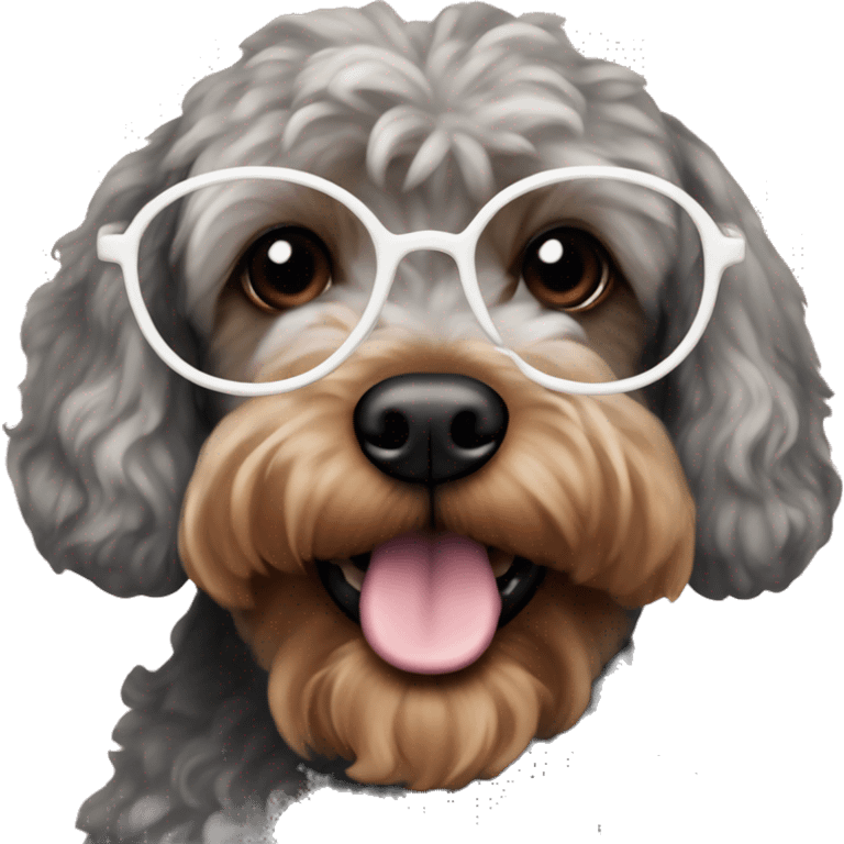 Cockerpoo with glasses  emoji