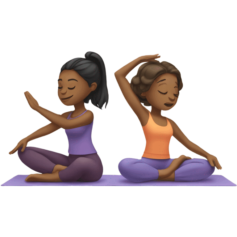 Two girls doing yoga emoji