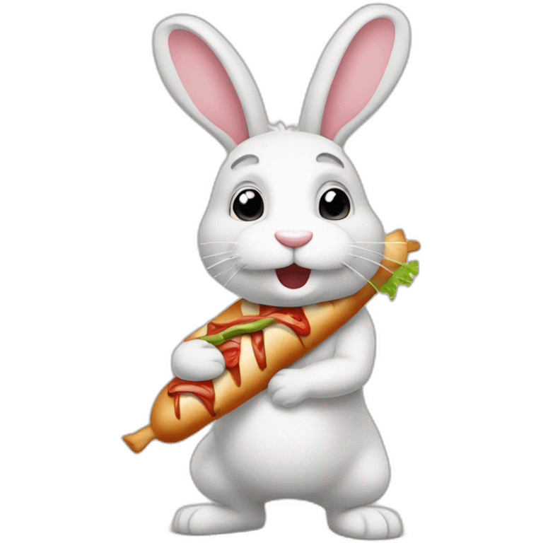 Lapin qui court derriere un kebab emoji