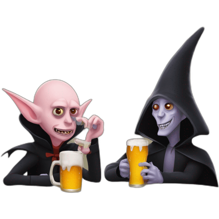 nosferatu and patrick star drinking beer emoji