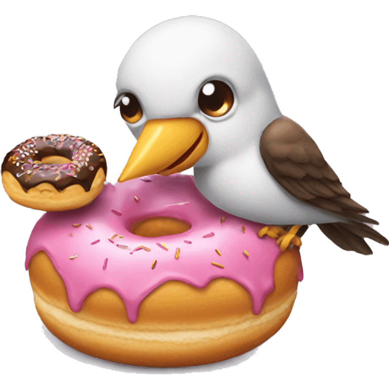 Bird eating a donut   emoji