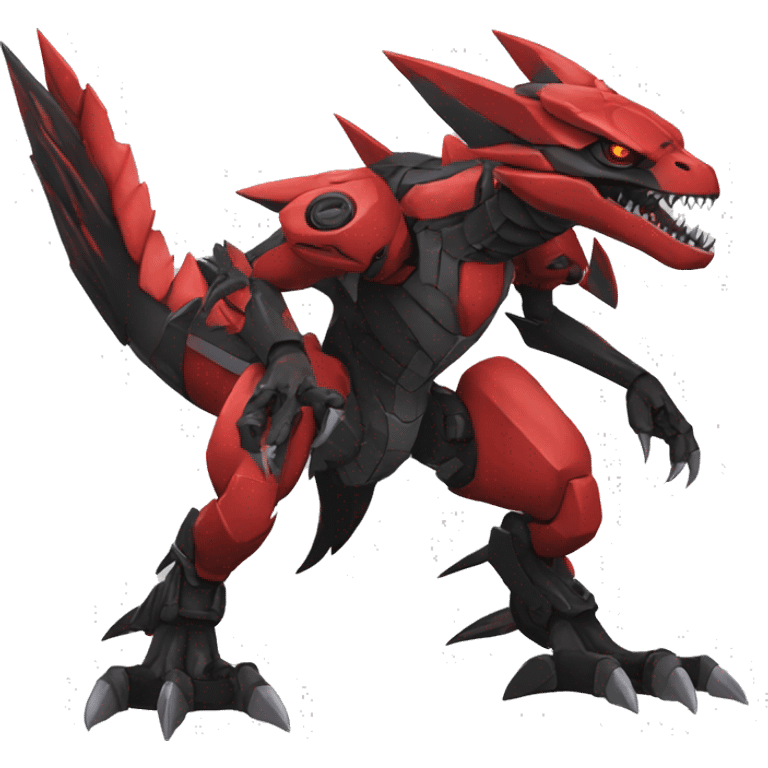  Cool Edgy Black Red Digimon-Fakemon-Guilmon-Velociraptor-Dragon-Mecha full body emoji