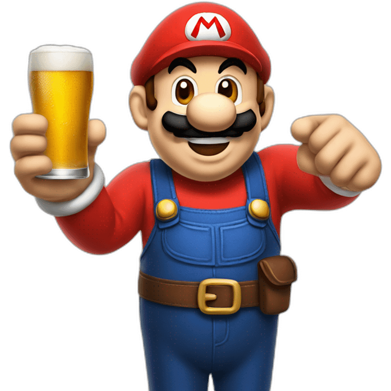 Mario avec une bière à la main  emoji