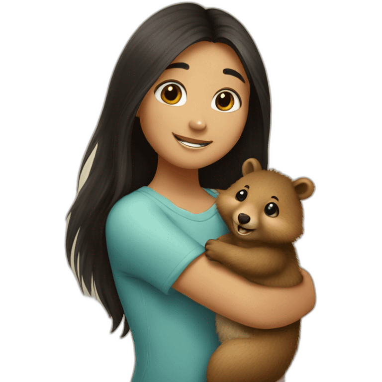 happy-girl-who-is-black-long-hair-and-hugging-happy-quokka emoji