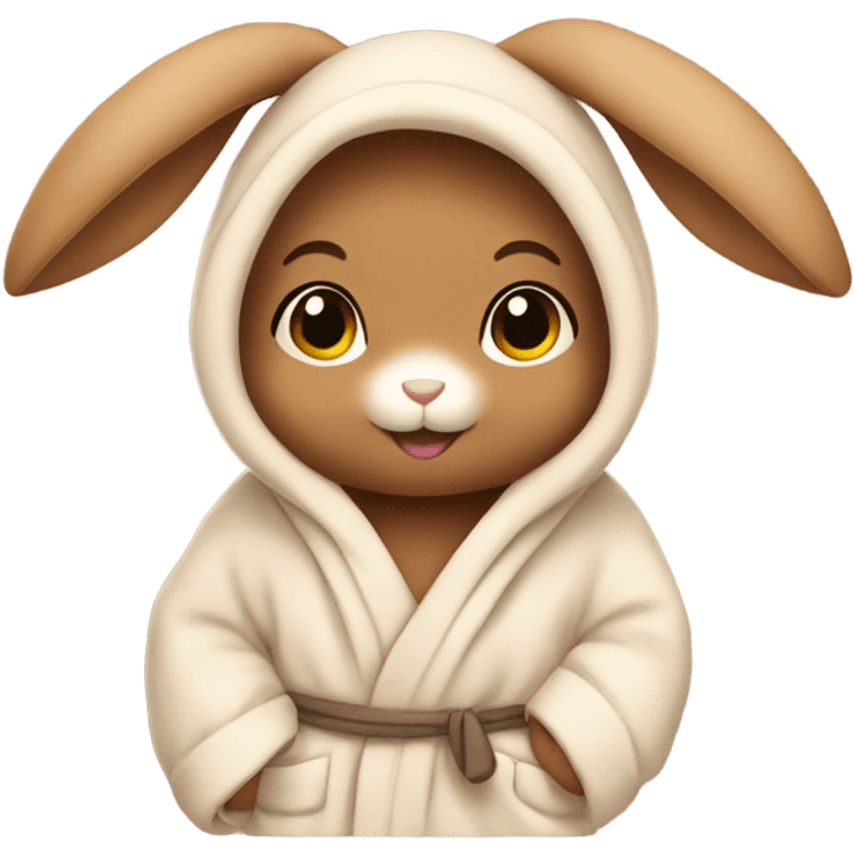 cute brown bunny in a robe emoji