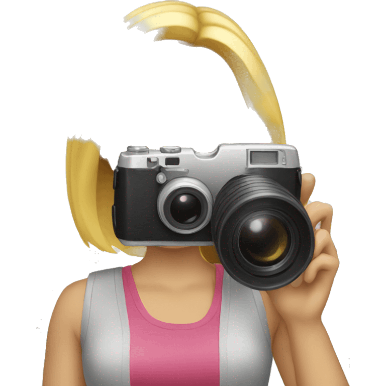 Blond woman getting photographed emoji