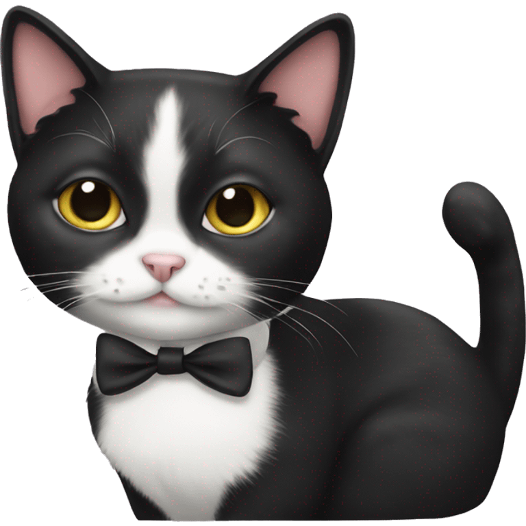 Tuxedo cat with hairbow  emoji