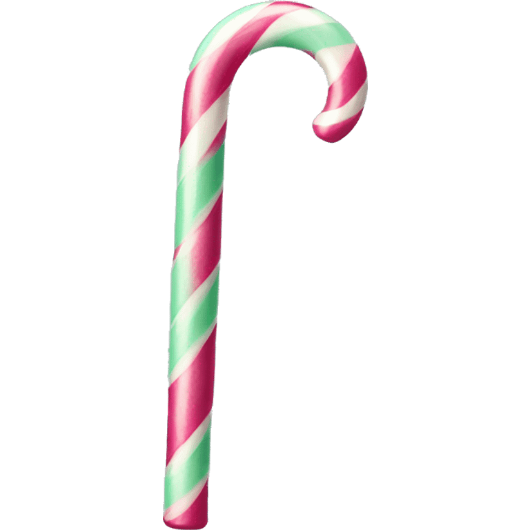 Realistic hot pink and mint green candy cane. emoji