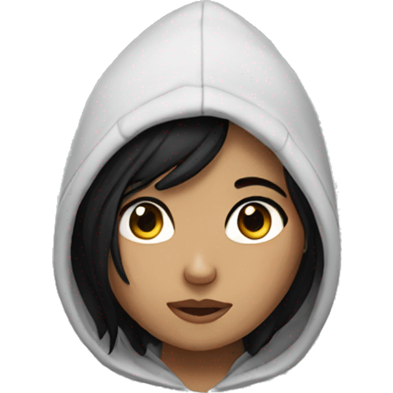 Girl with black hair wearing hoodie  emoji