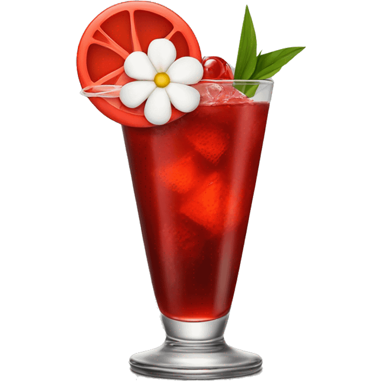 Red cocktail with white flower in it emoji