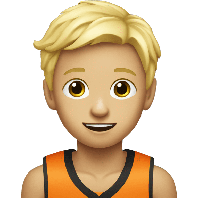 young blonde boy doing sports photography at a basketball game emoji