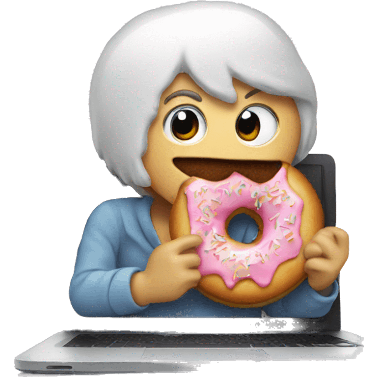 Laptop eating a donut emoji