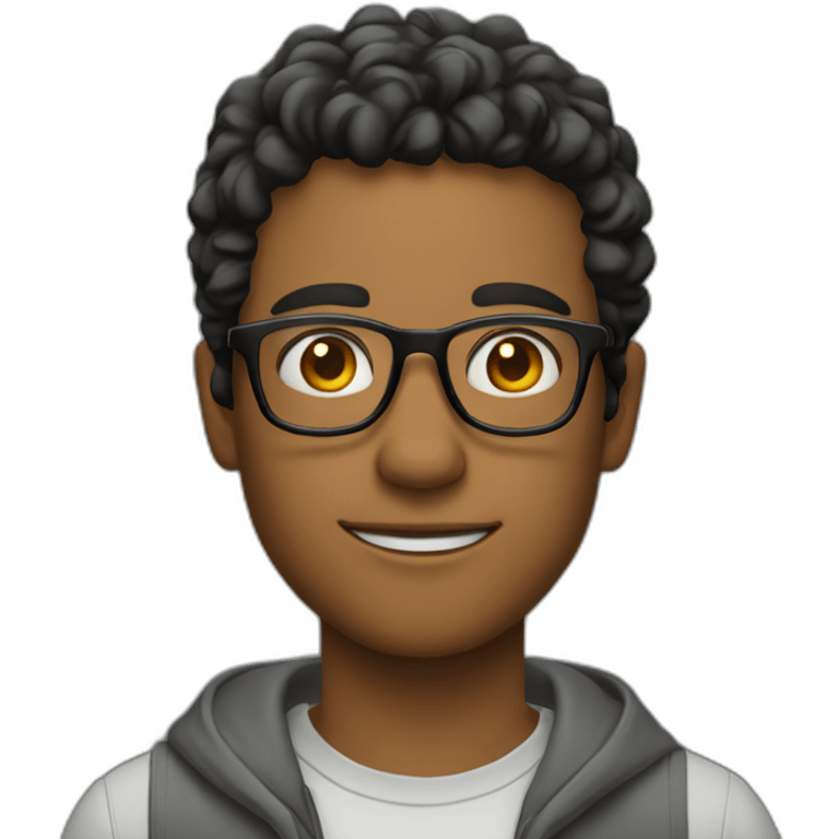 A 25 years young man Wearing glasses, fine color and very interactive  emoji