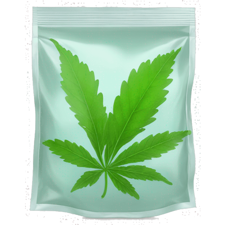 transparent ziplock bag with sativa leaf inside emoji