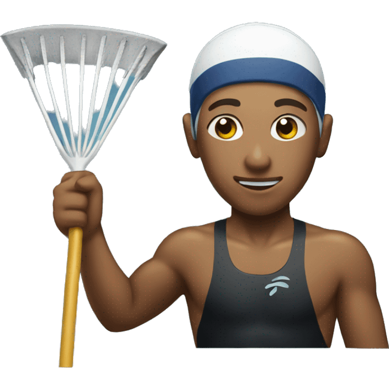 Swimmer holding a rake emoji