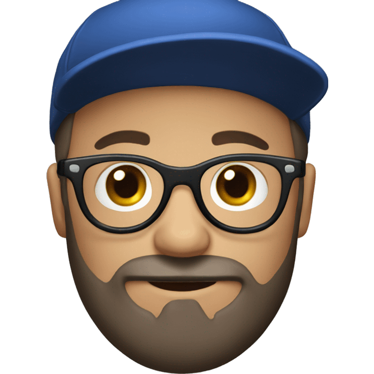 Guy with round glasses and french cap beard emoji