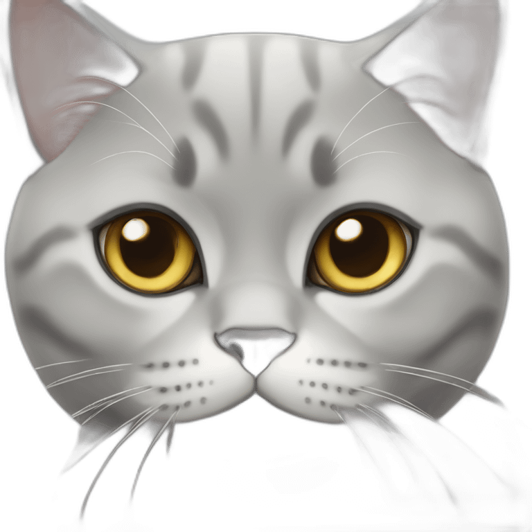 gray and white British shorthair emoji