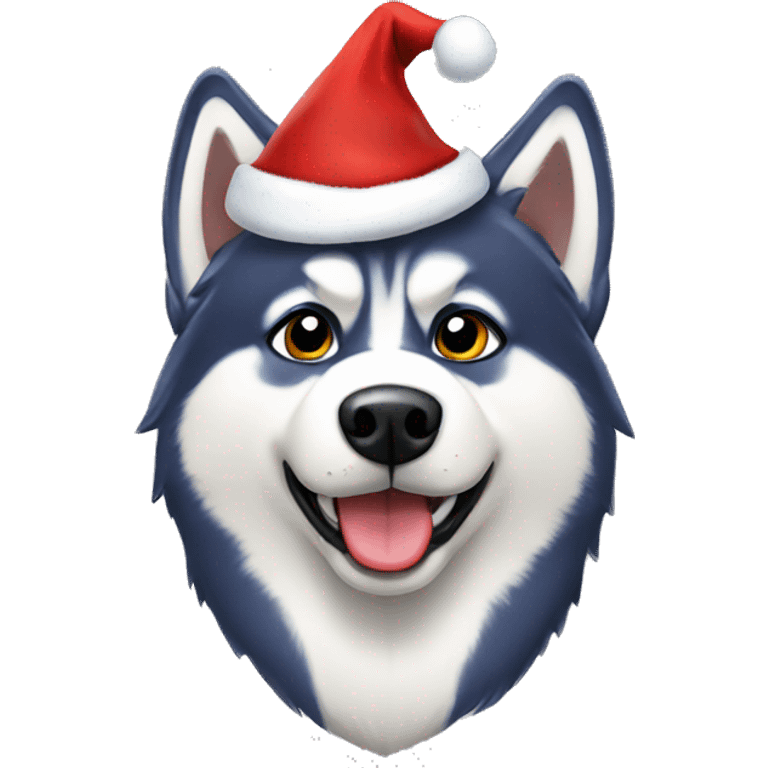 Husky wearing santa claus hat  emoji