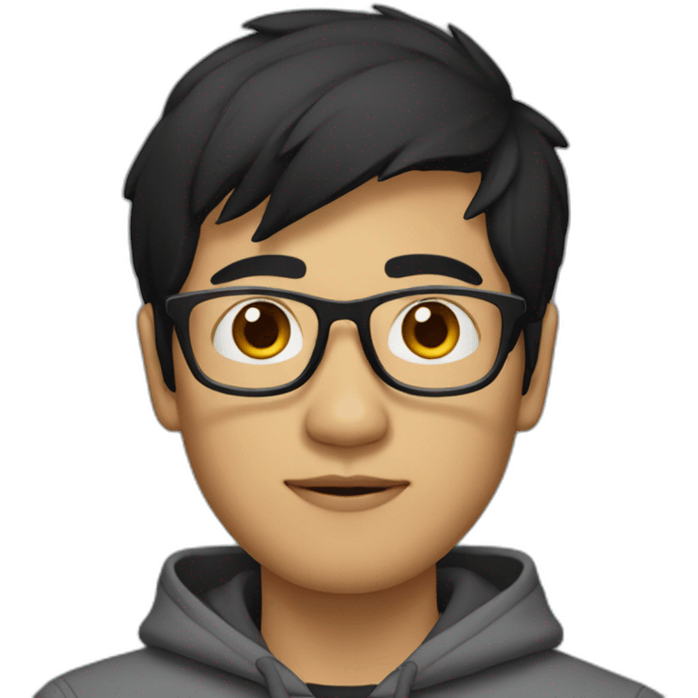 southeast asian male with glasses and black hair wearing hoodie emoji