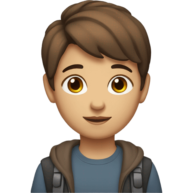 Short brown haired 14 year old gender neutral bisexual  emoji