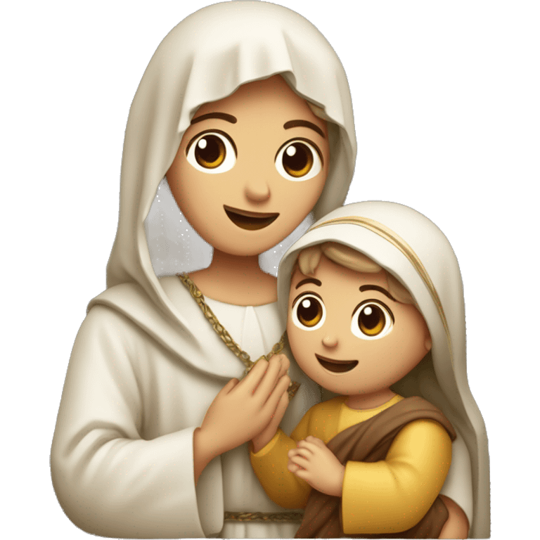 Sainte Marie, Saint Joseph et bébé à la crèche  emoji