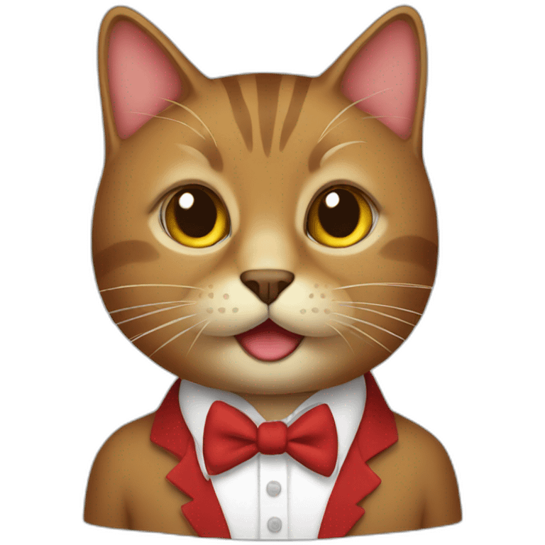 brown cat with red tie emoji