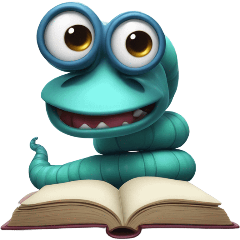 Worm reading a book emoji