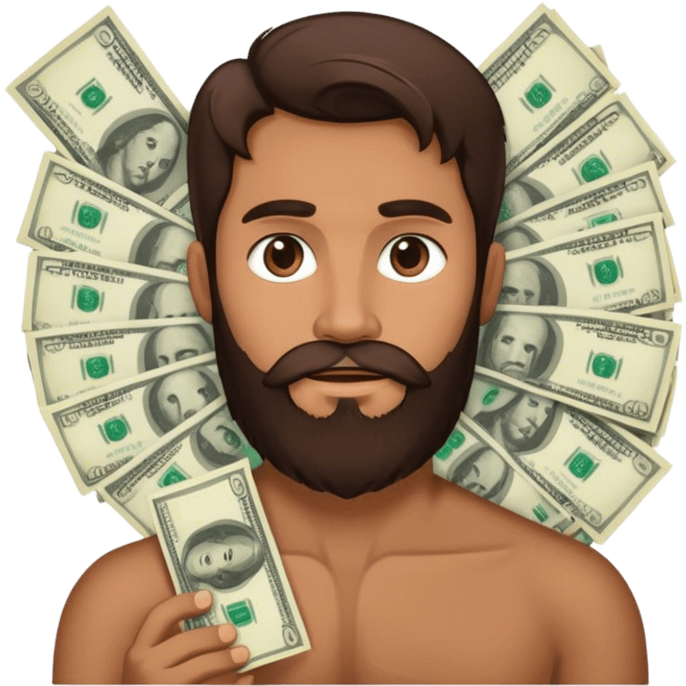 A bearded brunette with money emoji