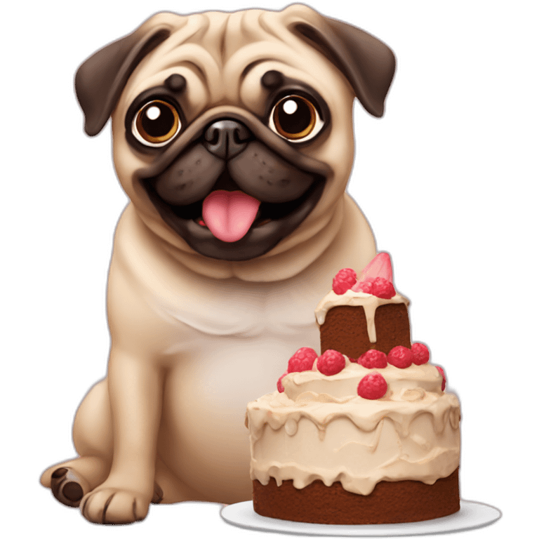 pug-eating-cake emoji