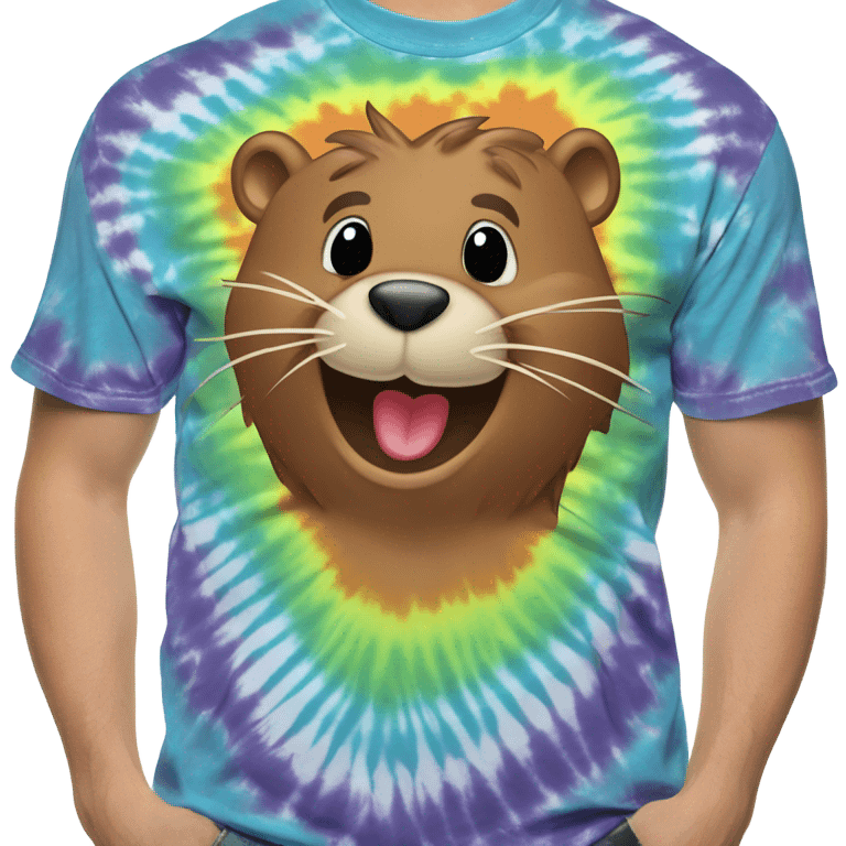 Tye-dye tshirt with a beaver on it emoji