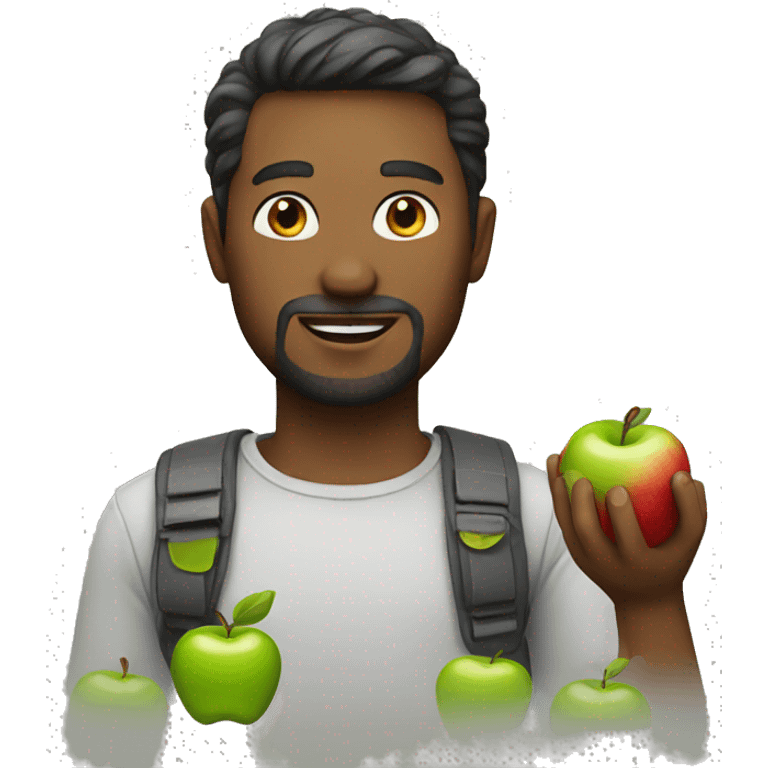 man with apple emoji