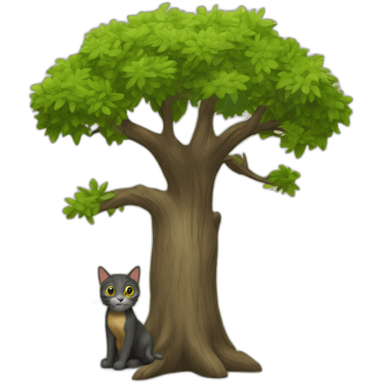 Arbre et chat emoji