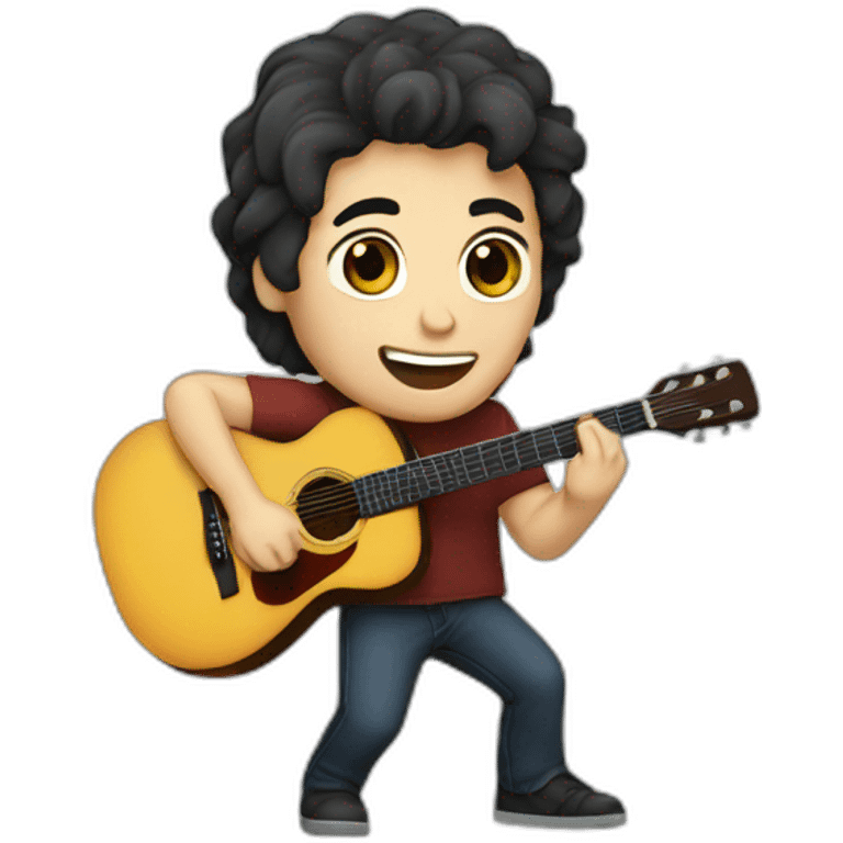 A caucasian guy with dark hair playing guitar and singing in concert emoji