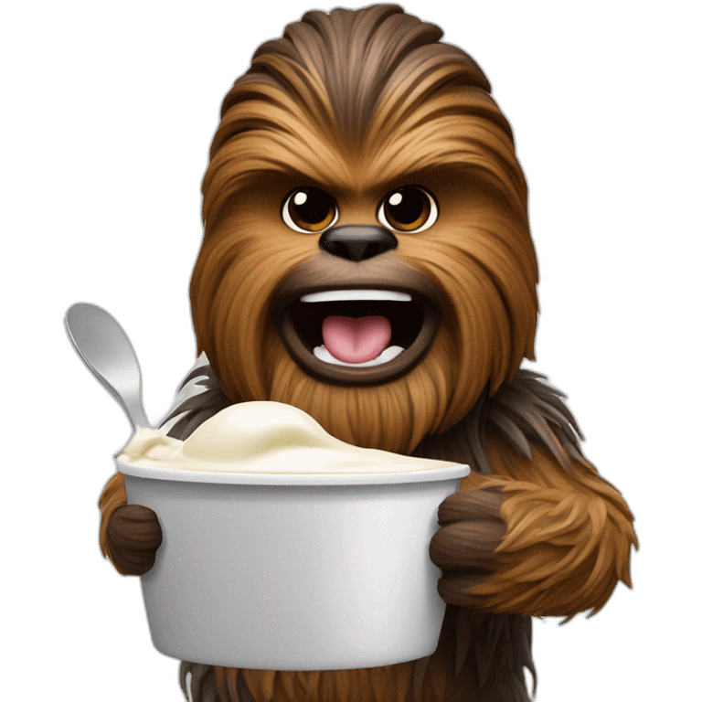 Chewbacca eating yogurt emoji