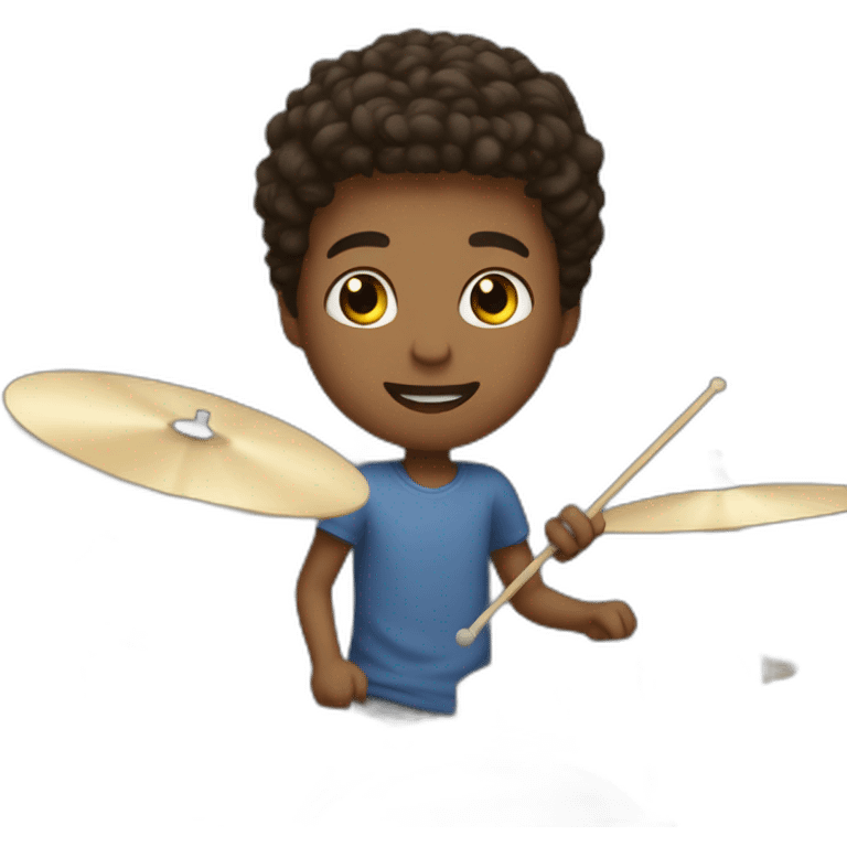 Boy is playing drums boy is white emoji