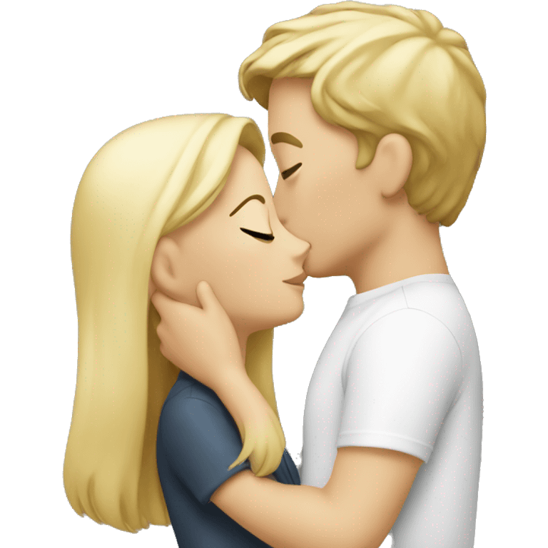 White brunette, kissing boy blonde emoji