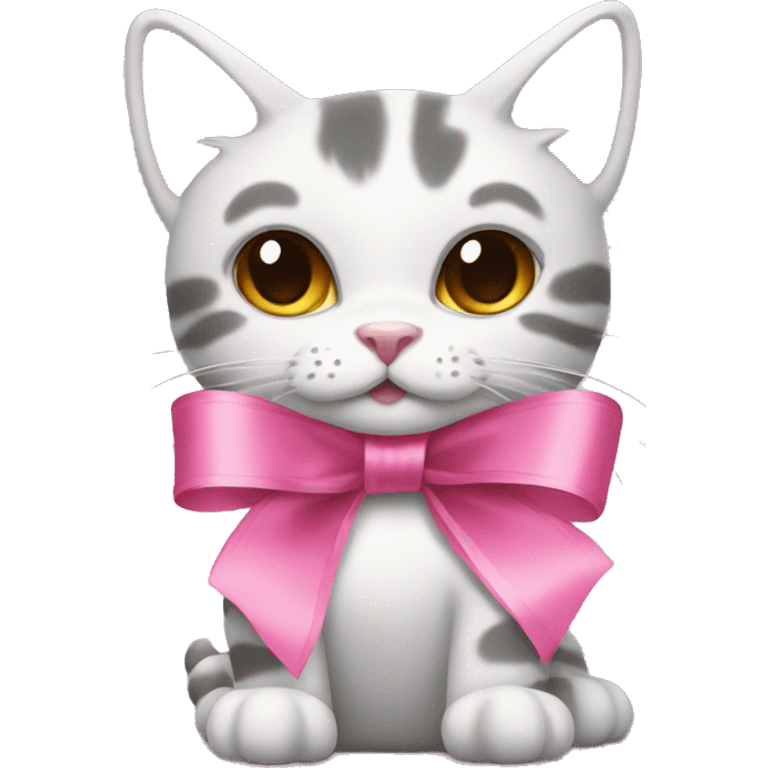 Cat pawwith pink ribbon bow emoji