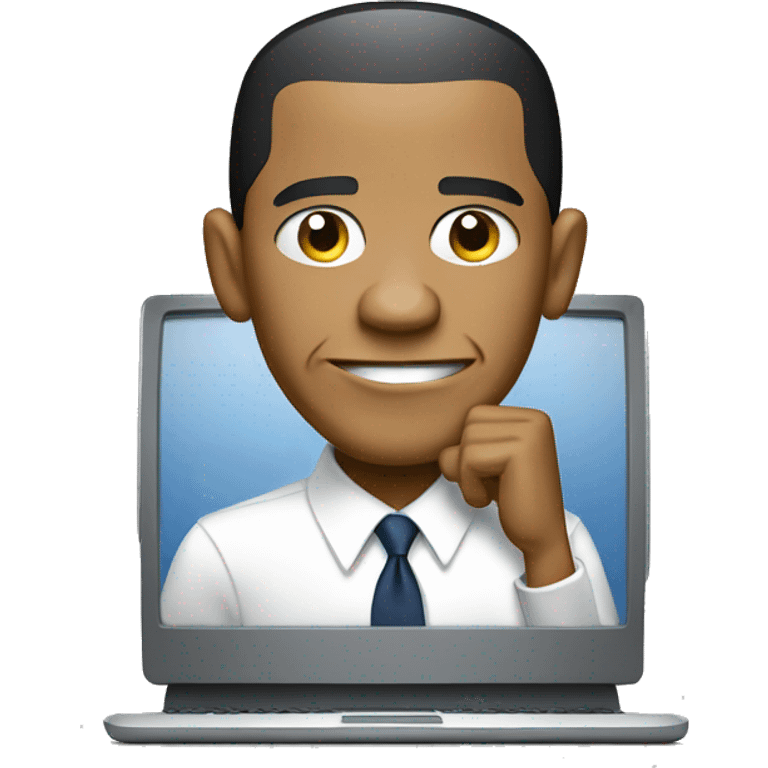 Obama with computer screen emoji