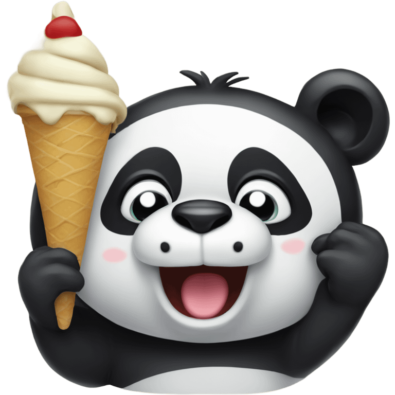 Panda eating ice cream emoji