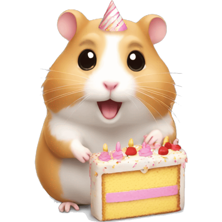 Hamster with a birthday cake  emoji