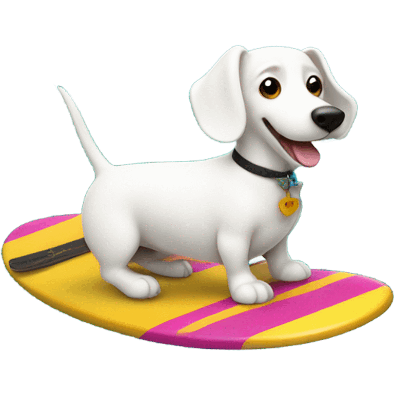 White sausage dog surfing emoji