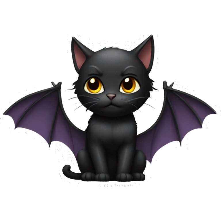 a buff black cat with bat wings emoji