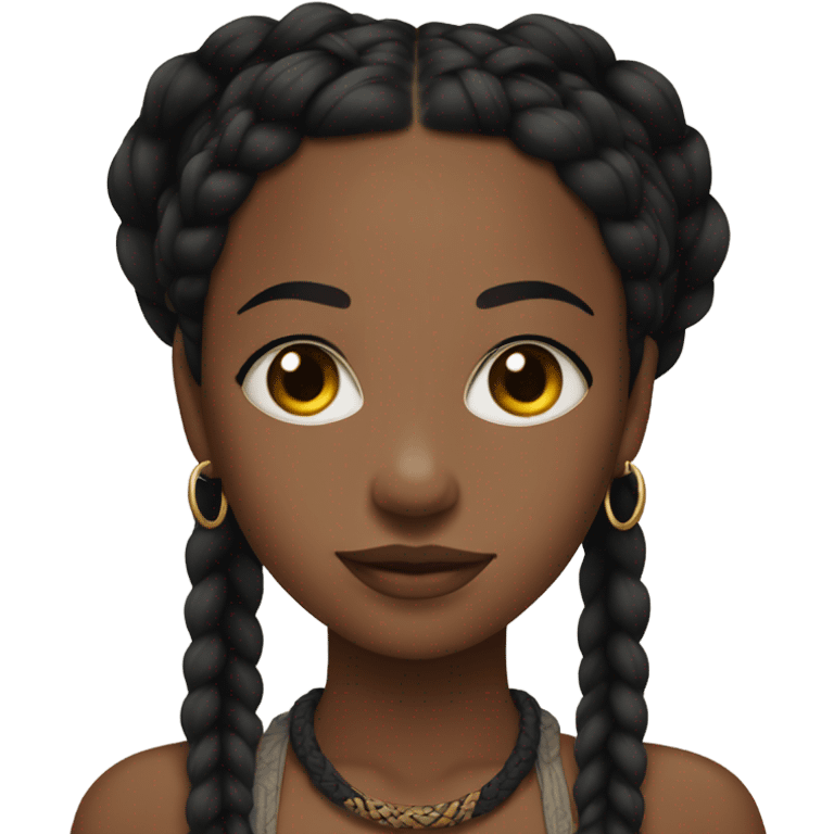 black woman with black boho braids and crop top no necklace  emoji