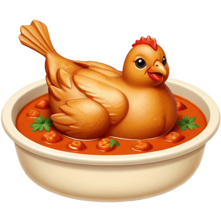 Cinematic Realistic Butter Chicken Dish Emoji, depicted with tender chicken simmered in a creamy tomato‚Äêbased sauce rendered with rich textures and dynamic, appetizing lighting. emoji