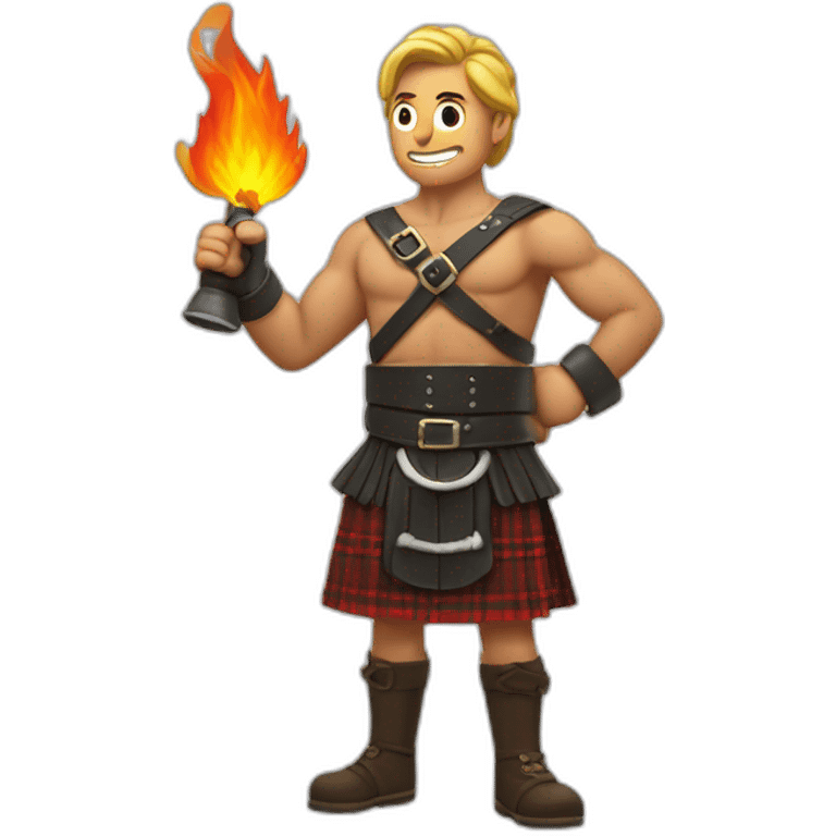 monty starting fires wearing a kilt flex bicep emoji