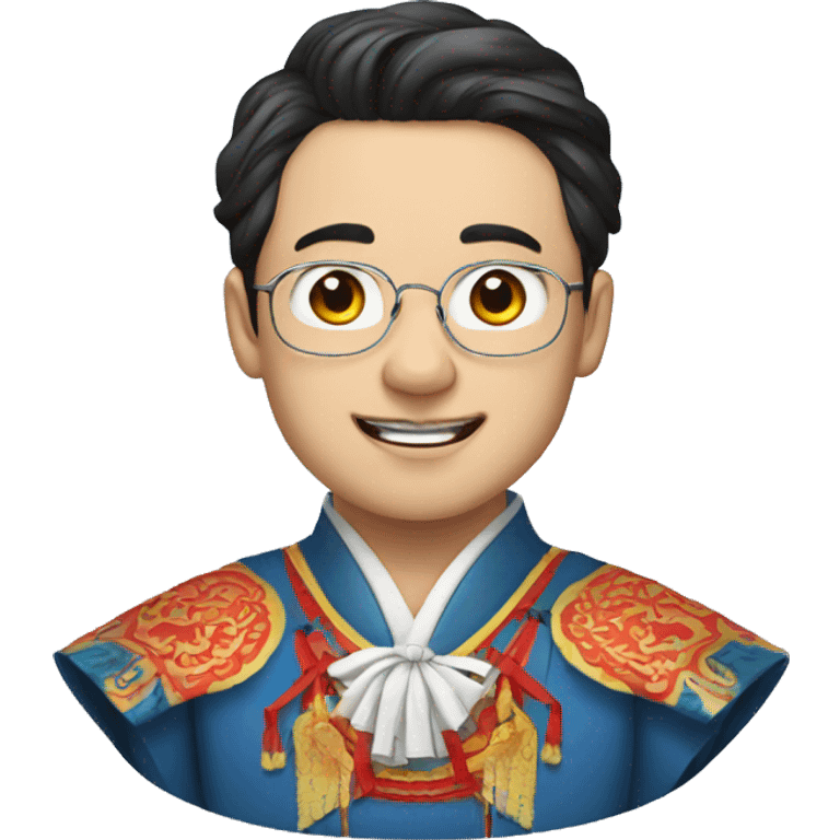 Young man teacher with Peking opera emoji