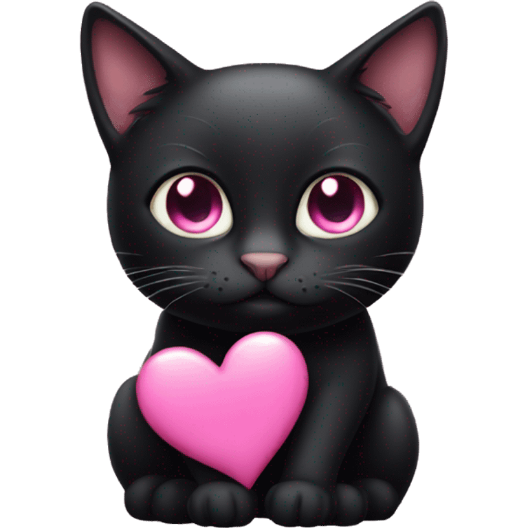 Black cat with pink heart eyes  emoji