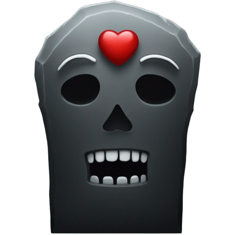 a black grave with the letters RIP on a silver heart emoji