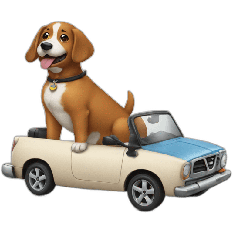 Dog riding car emoji