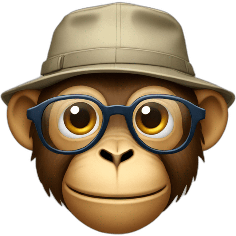 monkey wearing a bucket hat and glasses emoji